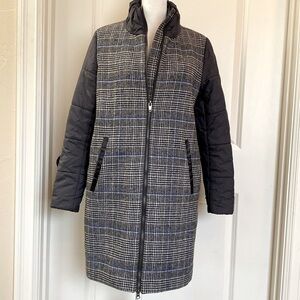Orby plaid Coat Wool/Puffer Jacket Women’s  L Mixed media zip up zip down